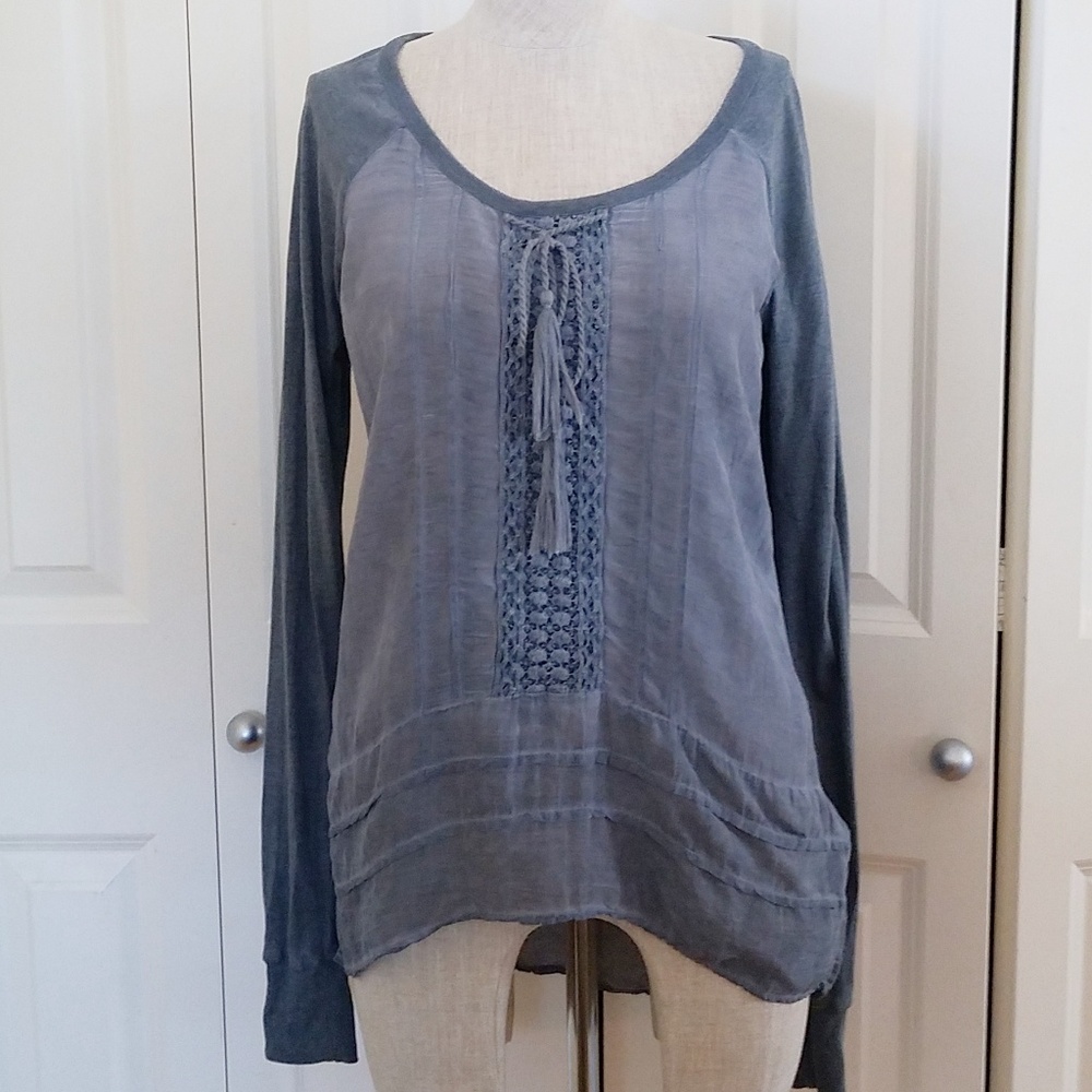BUFFALO David Bitton Top Silk Boho Peasant XS